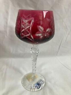 Lot NEW VINTAGE BOHEMIAN CUT LEAD CRYSTAL CLEAR INDUSTRIES WINE STEM GLASS