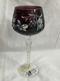 Lot NEW VINTAGE BOHEMIAN CUT LEAD CRYSTAL CLEAR INDUSTRIES WINE STEM GLASS