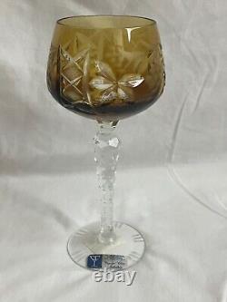 Lot NEW VINTAGE BOHEMIAN CUT LEAD CRYSTAL CLEAR INDUSTRIES WINE STEM GLASS