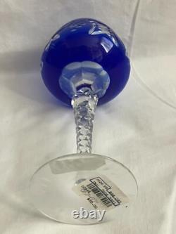 Lot NEW VINTAGE BOHEMIAN CUT LEAD CRYSTAL CLEAR INDUSTRIES WINE STEM GLASS
