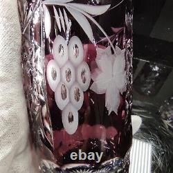 Lot Of 6 Ajka Marsala Amethyst Purple Cut To Clear Crystal Highball Glass