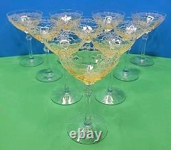 Lot Of 6 Vintage Champagne Glasses Fostoria Topaz Cut Crystal + 4 Flawed