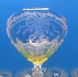 Lot Of 6 Vintage Champagne Glasses Fostoria Topaz Cut Crystal + 4 Flawed
