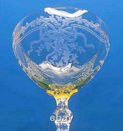 Lot Of 6 Vintage Champagne Glasses Fostoria Topaz Cut Crystal + 4 Flawed