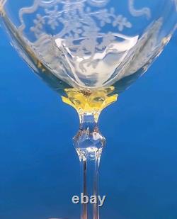Lot Of 6 Vintage Champagne Glasses Fostoria Topaz Cut Crystal + 4 Flawed