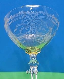 Lot Of 6 Vintage Champagne Glasses Fostoria Topaz Cut Crystal + 4 Flawed