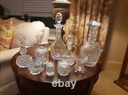 Lot of 10 for a Total 20 Pieces Vintage Glass Clear Cut Crystal Service Wares