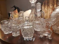 Lot of 10 for a Total 20 Pieces Vintage Glass Clear Cut Crystal Service Wares