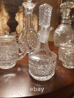 Lot of 10 for a Total 20 Pieces Vintage Glass Clear Cut Crystal Service Wares