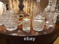 Lot of 10 for a Total 20 Pieces Vintage Glass Clear Cut Crystal Service Wares