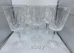 Lot of 5 of Waterford Lismore Cut Crystal Stem Glass Water Goblets 6 7/8