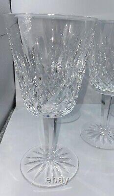 Lot of 5 of Waterford Lismore Cut Crystal Stem Glass Water Goblets 6 7/8