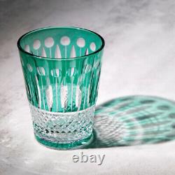 Louis Colored Hand Cut To Crystal Drinkware Set Whiskey Glass 10oz Beverage 5pcs