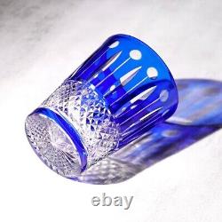 Louis Colored Hand Cut To Crystal Drinkware Set Whiskey Glass 10oz Beverage 5pcs