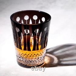 Louis Colored Hand Cut To Crystal Drinkware Set Whiskey Glass 10oz Beverage 5pcs