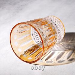 Louis Colored Hand Cut To Crystal Drinkware Set Whiskey Glass 10oz Beverage 5pcs