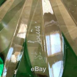 Lovely Vintage St Louis Emerald Green Cut to Clear Centerpiece Bowl