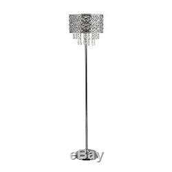 Luxury Cut Glass Crystal Tier Droplet Chrome Metal Moroccan Style Floor Lamp NEW