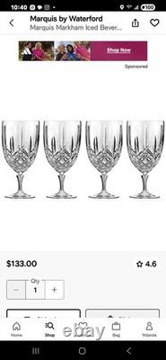 MARQUIS By Waterford Wine Glasses Set Of 4. CUT CRYSTAL 12 oz Italy NEW
