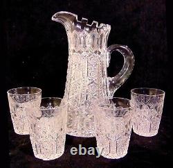 MERIDEN ALHAMBRA ABP Brilliant Cut Glass GLASS CRYSTAL Pitcher