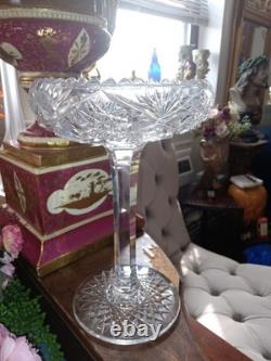 Magnificent American Brilliant Cut Glass Crystal Compote 9 In