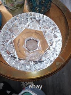 Magnificent American Brilliant Cut Glass Crystal Compote 9 In
