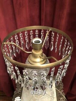 Magnificent Antique Huge 26 Cut Glass Crystal Mushroom Shade Lamp All Prisms