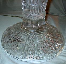 Magnificent Antique Huge Cut Glass Crystal Mushroom Shade Lamp with Prisms