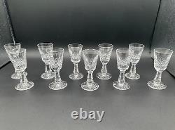 Magnificent Set of 10 WATERFORD CRYSTAL Kenmare (Cut) Cordial Glasses MINT