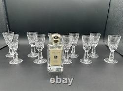 Magnificent Set of 10 WATERFORD CRYSTAL Kenmare (Cut) Cordial Glasses MINT