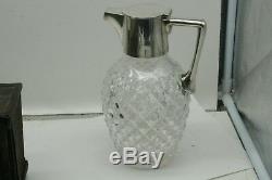 Mappin & Webb STERLING SILVER & Cut Crystal / Glass Claret Jug faceted 1899