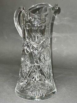 Marvelous Vintage American Brilliant Pinwheel Cut Crystal Glass Pitchet