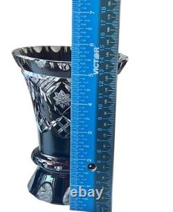 Matched Set Czech Crystal Glass Cut to Clear Vases 5.5 T Ruby Red Vintage