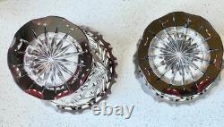 Matched Set Czech Crystal Glass Cut to Clear Vases 5.5 T Ruby Red Vintage