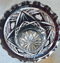 Matched Set Czech Crystal Glass Cut to Clear Vases 5.5 T Ruby Red Vintage