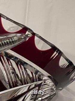 Matched Set Czech Crystal Glass Cut to Clear Vases 5.5 T Ruby Red Vintage