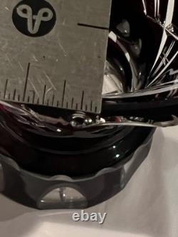 Matched Set Czech Crystal Glass Cut to Clear Vases 5.5 T Ruby Red Vintage