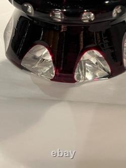 Matched Set Czech Crystal Glass Cut to Clear Vases 5.5 T Ruby Red Vintage