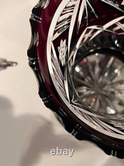 Matched Set Czech Crystal Glass Cut to Clear Vases 5.5 T Ruby Red Vintage