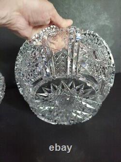 Matching 9 Flat Hobstar Bottom Bowl American Brilliant Period Cut glass Crystal