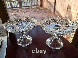 Matching Pair Compotes Candy dishes, American Brilliant Period Cut glass Crystal