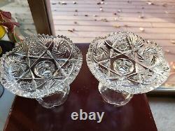 Matching Pair Compotes Candy dishes, American Brilliant Period Cut glass Crystal