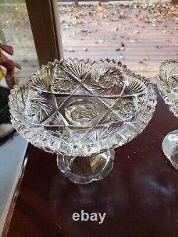 Matching Pair Compotes Candy dishes, American Brilliant Period Cut glass Crystal