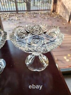 Matching Pair Compotes Candy dishes, American Brilliant Period Cut glass Crystal