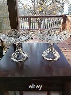 Matching Pair Compotes Candy dishes, American Brilliant Period Cut glass Crystal