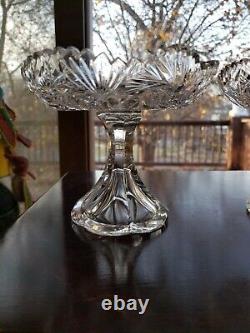 Matching Pair Compotes Candy dishes, American Brilliant Period Cut glass Crystal