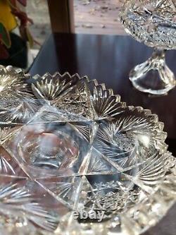 Matching Pair Compotes Candy dishes, American Brilliant Period Cut glass Crystal