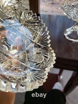 Matching Pair Compotes Candy dishes, American Brilliant Period Cut glass Crystal