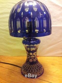 Mid Century Bohemian Cut to Clear Blue Mod Crystal Lamp