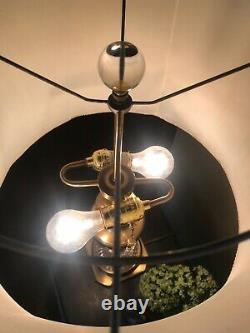 Mid Century Hollywood Regency Cut Crystal Brass Table Lamp Crystal Pulls